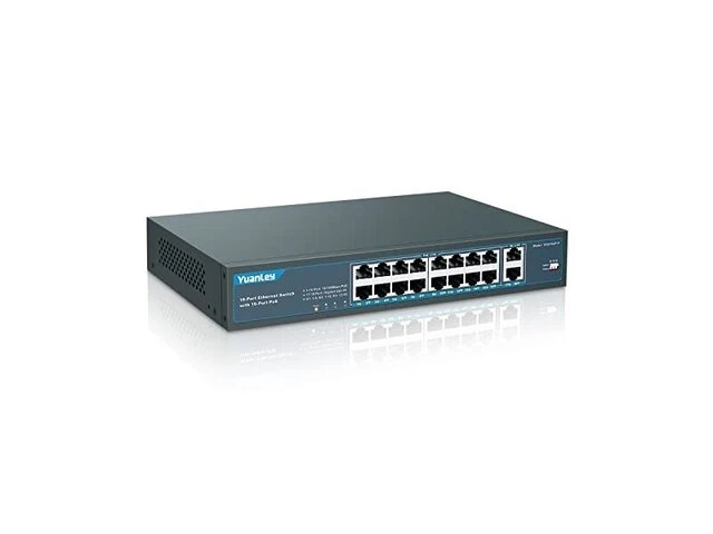 Yuanley - 18-poorts poe-switch - 16 poe+-poort 100 mbps - afbeelding 1 van  2