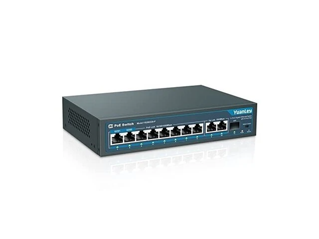 Yuanley 11-poorts gigabit poe-switch, 8 poe+ port 1000mbps - afbeelding 1 van  1