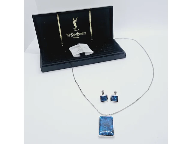 Yves saint laurent pendant collier + oorbellen set - afbeelding 1 van  10
