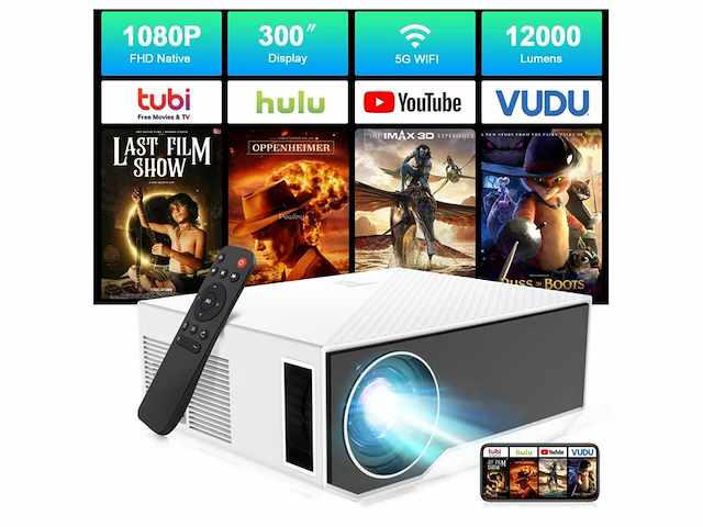 Zdk beamer 5g wifi modell 2024 full hd 1080p wit - afbeelding 1 van  2