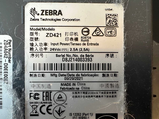 Zebra - zd421 - labelprinter - afbeelding 5 van  5