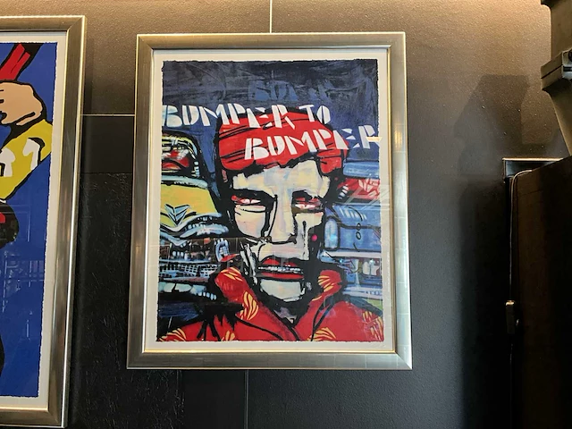 Zeefdruk herman brood “bumber to bumber” op papier - afbeelding 1 van  3
