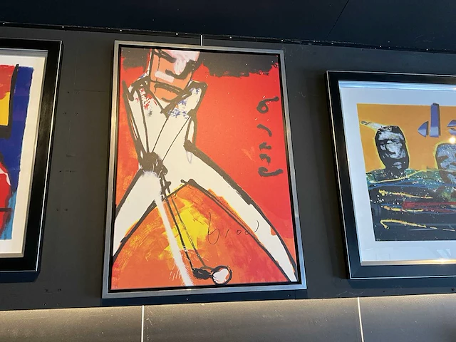 Zeefdruk herman brood “de golfer ” op linnen - afbeelding 1 van  3