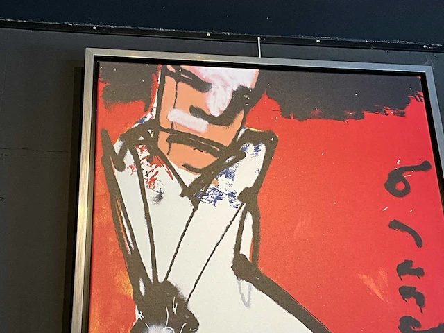 Zeefdruk herman brood “de golfer ” op linnen - afbeelding 3 van  3