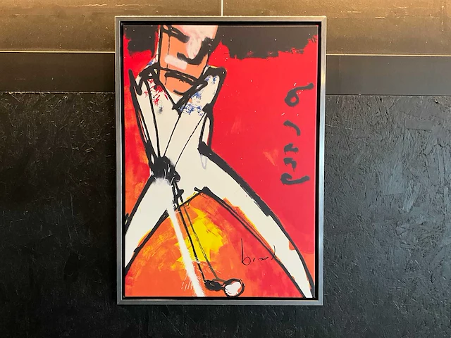 Zeefdruk herman brood “golfer” op linnen - afbeelding 1 van  4