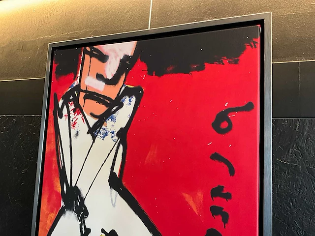 Zeefdruk herman brood “golfer” op linnen - afbeelding 2 van  4