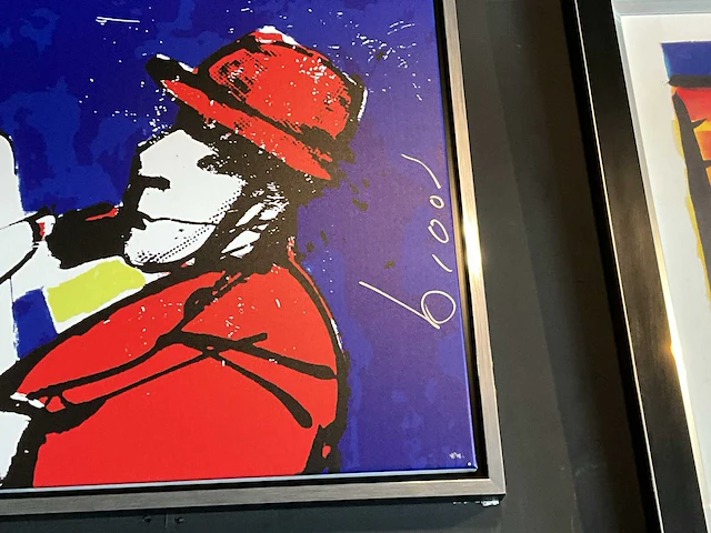 Zeefdruk herman brood “ik met hoed” op linnen - afbeelding 2 van  3