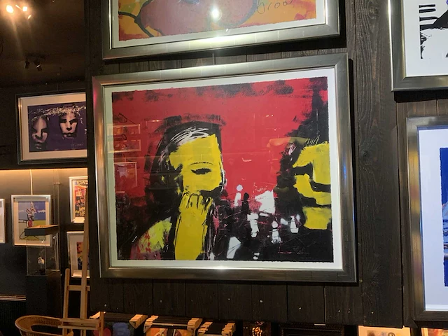 Zeefdruk herman brood “schakers” op papier - afbeelding 2 van  4