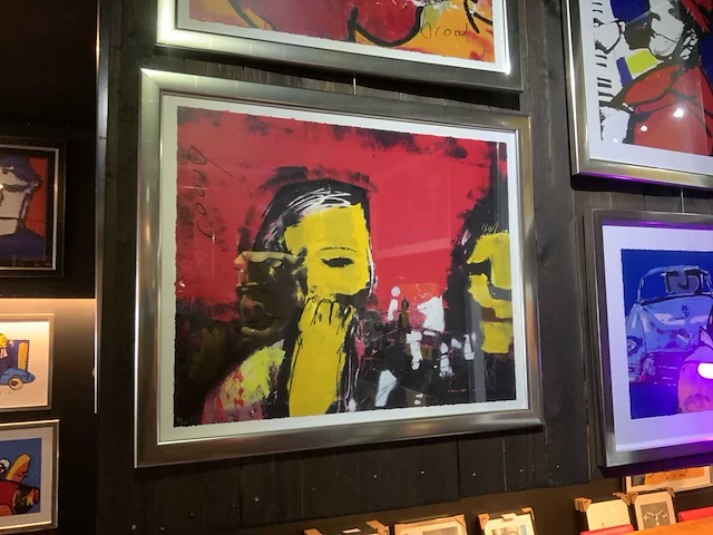 Zeefdruk herman brood “schakers” op papier - afbeelding 3 van  4
