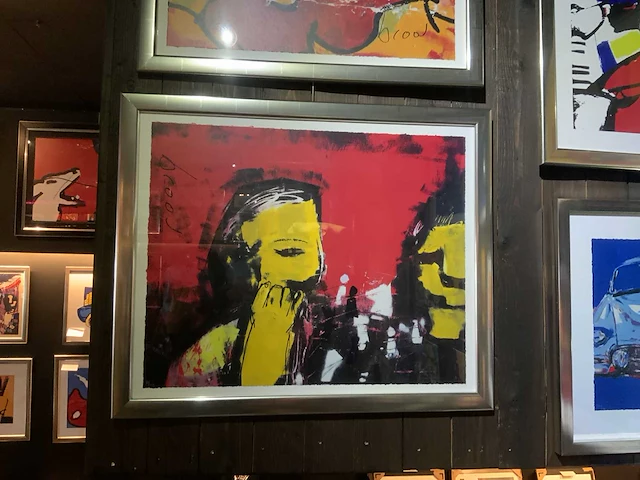 Zeefdruk herman brood “schakers” op papier - afbeelding 4 van  4