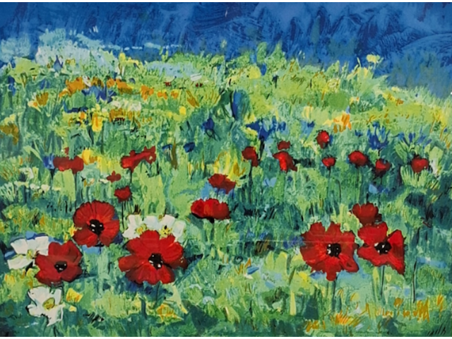 Zeefdruk, maya wildevuur (1944-2023), klaproos - afbeelding 1 van  9