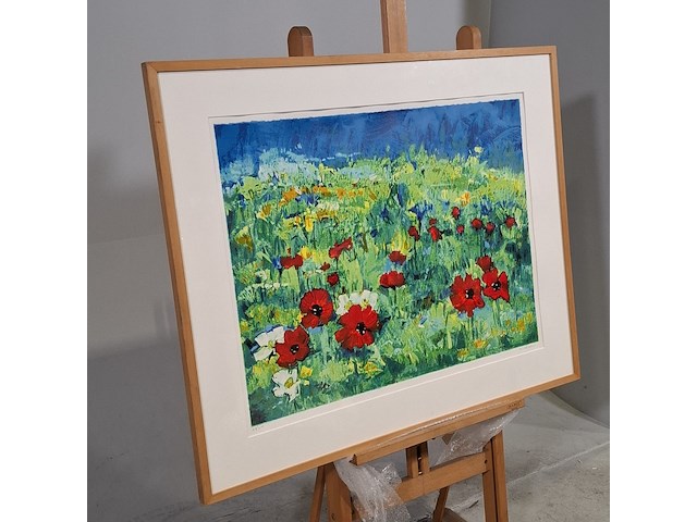 Zeefdruk, maya wildevuur (1944-2023), klaproos - afbeelding 3 van  9