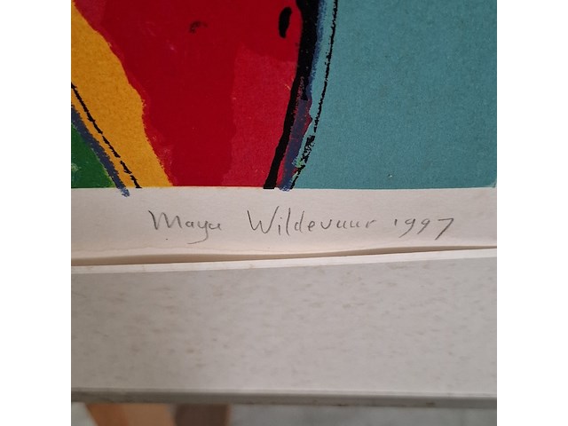 Zeefdruk, maya wildevuur (1944-2023), papegaaien, 1997 - afbeelding 8 van  10