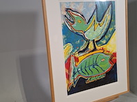 Zeefdruk, maya wildevuur (1944-2023), vogel vis, 1994 - afbeelding 4 van  10