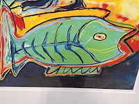 Zeefdruk, maya wildevuur (1944-2023), vogel vis, 1994 - afbeelding 6 van  10