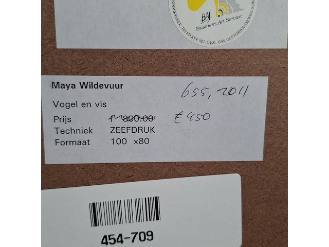 Zeefdruk, maya wildevuur (1944-2023), vogel vis, 1994 - afbeelding 10 van  10