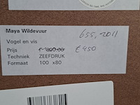 Zeefdruk, maya wildevuur (1944-2023), vogel vis, 1994 - afbeelding 10 van  10