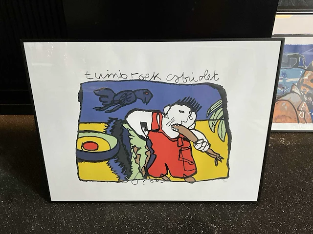 Zeefdruk op papier herman brood ‘tuinbroek cabriolet’ - afbeelding 2 van  4