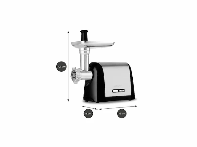 Zeegma molen chef vleesmolen 3kg/min 1900w zilver/zwart - afbeelding 3 van  5