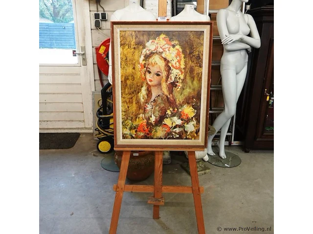 Zeer fleurig portret in lijst - afbeelding 1 van  5