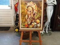 Zeer fleurig portret in lijst - afbeelding 1 van  5