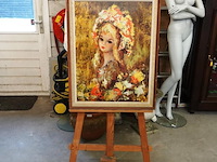 Zeer fleurig portret in lijst - afbeelding 1 van  5