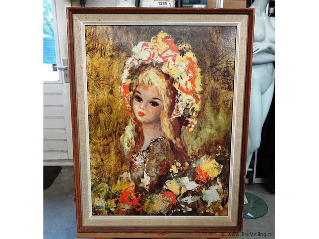 Zeer fleurig portret in lijst - afbeelding 2 van  5