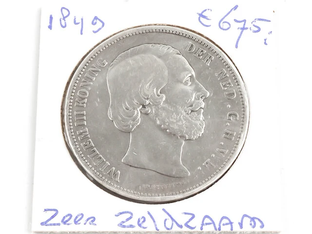 Zeer zelzaam zilveren rijksdaalder koning willem 1849 - afbeelding 1 van  2