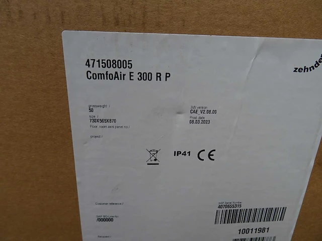 Zehnder - comfoair e 300 r p - wtw unit - afbeelding 4 van  4