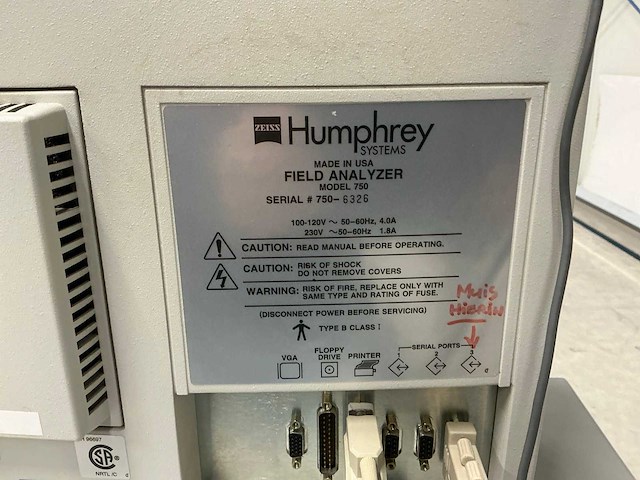 Zeiss humphrey - 750 - gezichtsveldmeter - afbeelding 3 van  3