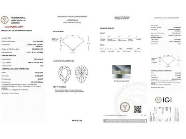 Zeldzame fancy intense pink diamant 3.01 ct (gecertificeerd) - exceptionele kwaliteit - afbeelding 3 van  3