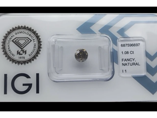 Zeldzame fancy natuurlijke diamond – igi gecertificeerd – 1.08ct - afbeelding 1 van  2