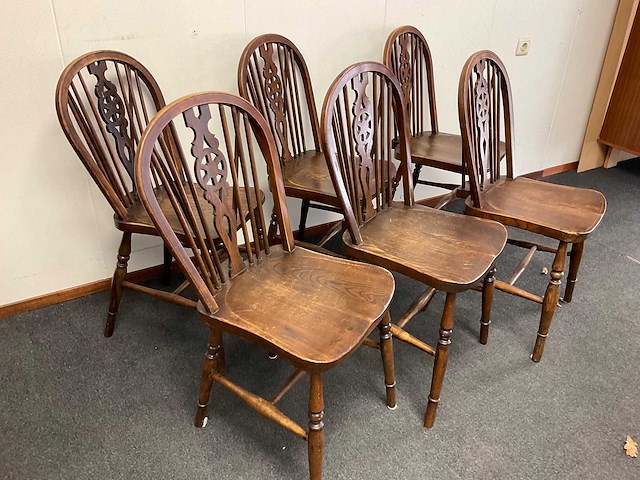 Zes antieke boerderijstoelen, engels - afbeelding 4 van  4