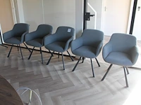 Zes buisstalen dining chairs woood type juno waarvan 1 nieuw in doos. - afbeelding 1 van  2