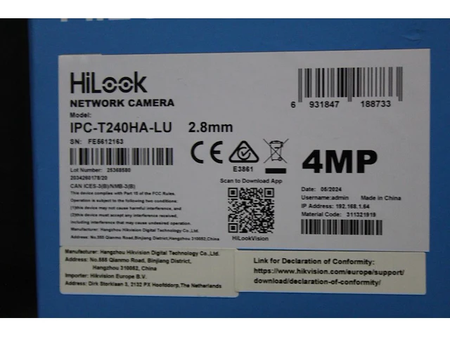 Zes netwerk camera's hilook type h.265+, bewegingssensor en weerbestendig - afbeelding 3 van  3