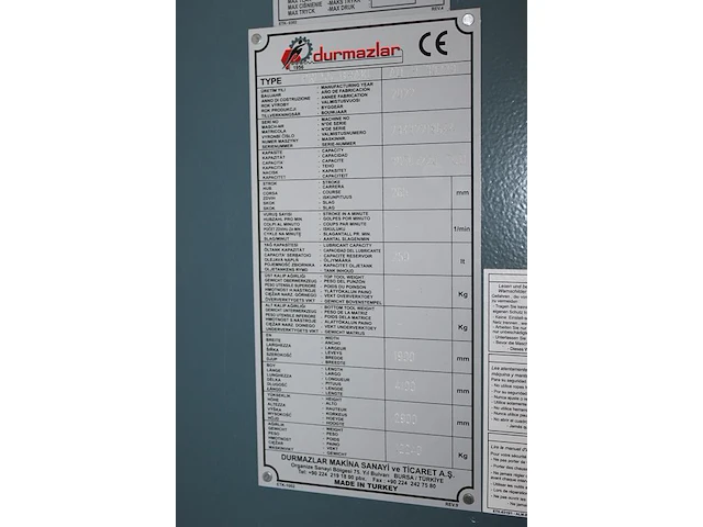 Zetbank durma ad-r 30220 met bedieningspaneel da 66t en diverse zetstukken. werkbreedte 3050 mm. perscapaci... - afbeelding 10 van  20