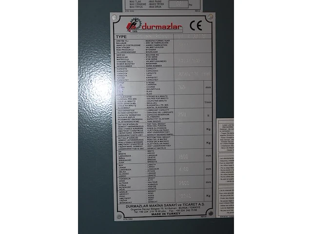 Zetbank durma ad-r 30220 met bedieningspaneel da 66t en diverse zetstukken. werkbreedte 3050 mm. perscapaci... - afbeelding 11 van  20