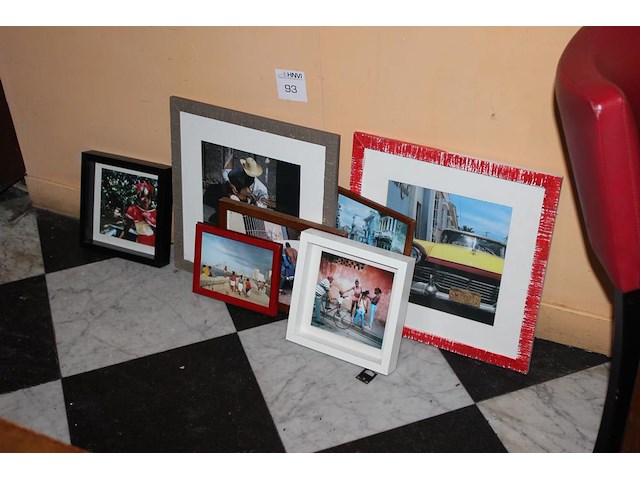 Zeven diverse prenten in lijst. - afbeelding 1 van  2