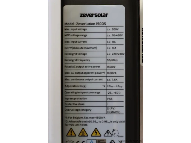 Zeversolar model zeverlution 1500 s zonne-omvormer - afbeelding 4 van  6
