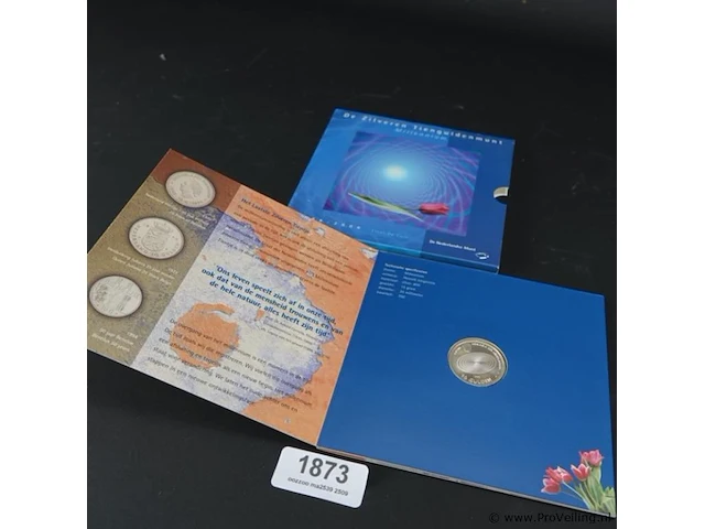 Zilveren 10 gulden millennium munt mint in cassette - afbeelding 1 van  5