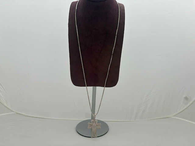 Zilveren collier met hanger - afbeelding 1 van  4