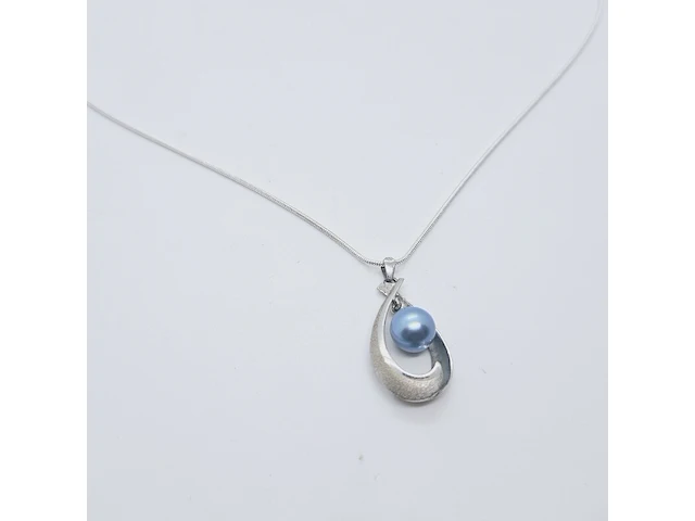 Zilveren collier met japanse akoya parel - afbeelding 1 van  6
