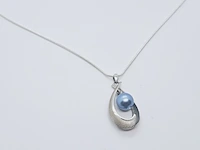 Zilveren collier met japanse akoya parel - afbeelding 1 van  6