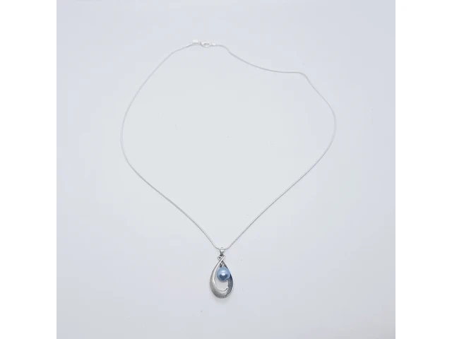 Zilveren collier met japanse akoya parel - afbeelding 2 van  6