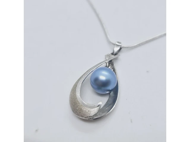 Zilveren collier met japanse akoya parel - afbeelding 3 van  6