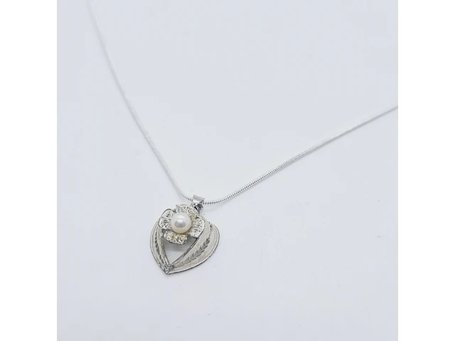 Zilveren collier met zoetwaterparel - afbeelding 3 van  7