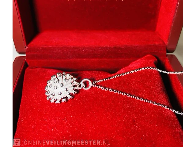 Zilveren dames pendant met ketting - handgemaakt door juwelier 925 zilver nieuw - afbeelding 4 van  4