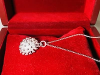 Zilveren dames pendant met ketting - handgemaakt door juwelier 925 zilver nieuw - afbeelding 4 van  4