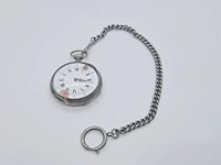 Zilveren mechanisch zakhorloge met ketting - afbeelding 1 van  6