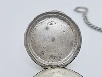 Zilveren mechanisch zakhorloge met ketting - afbeelding 6 van  6